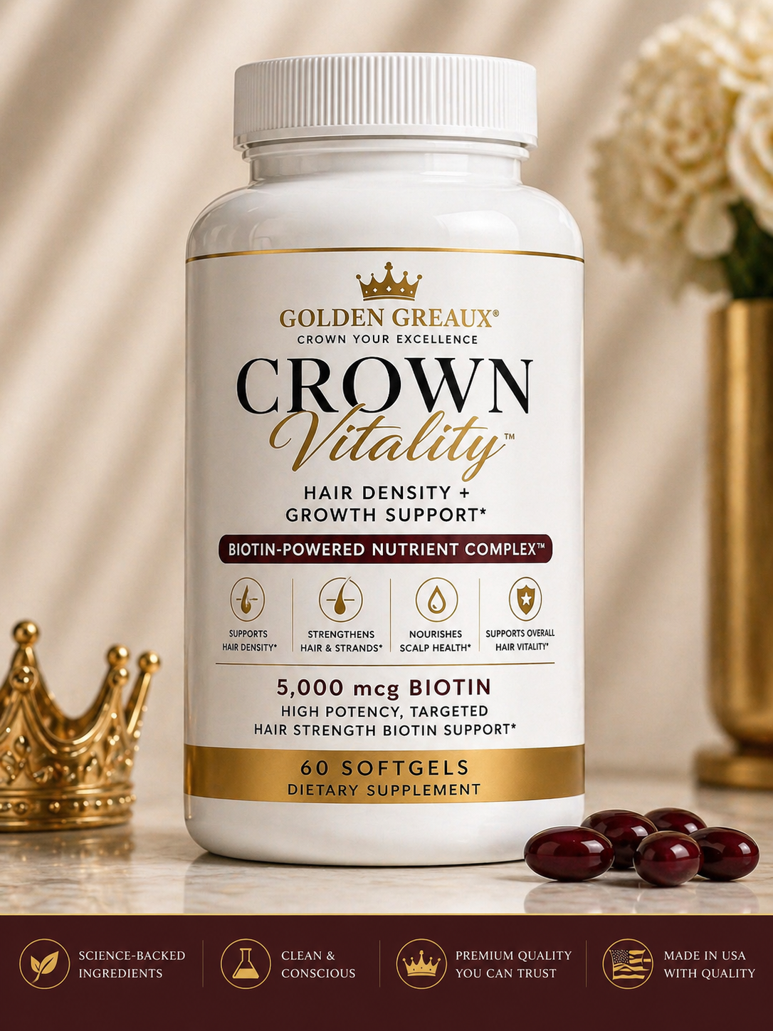 Crown Vitality™ Hair Density + Growth Support Softgels