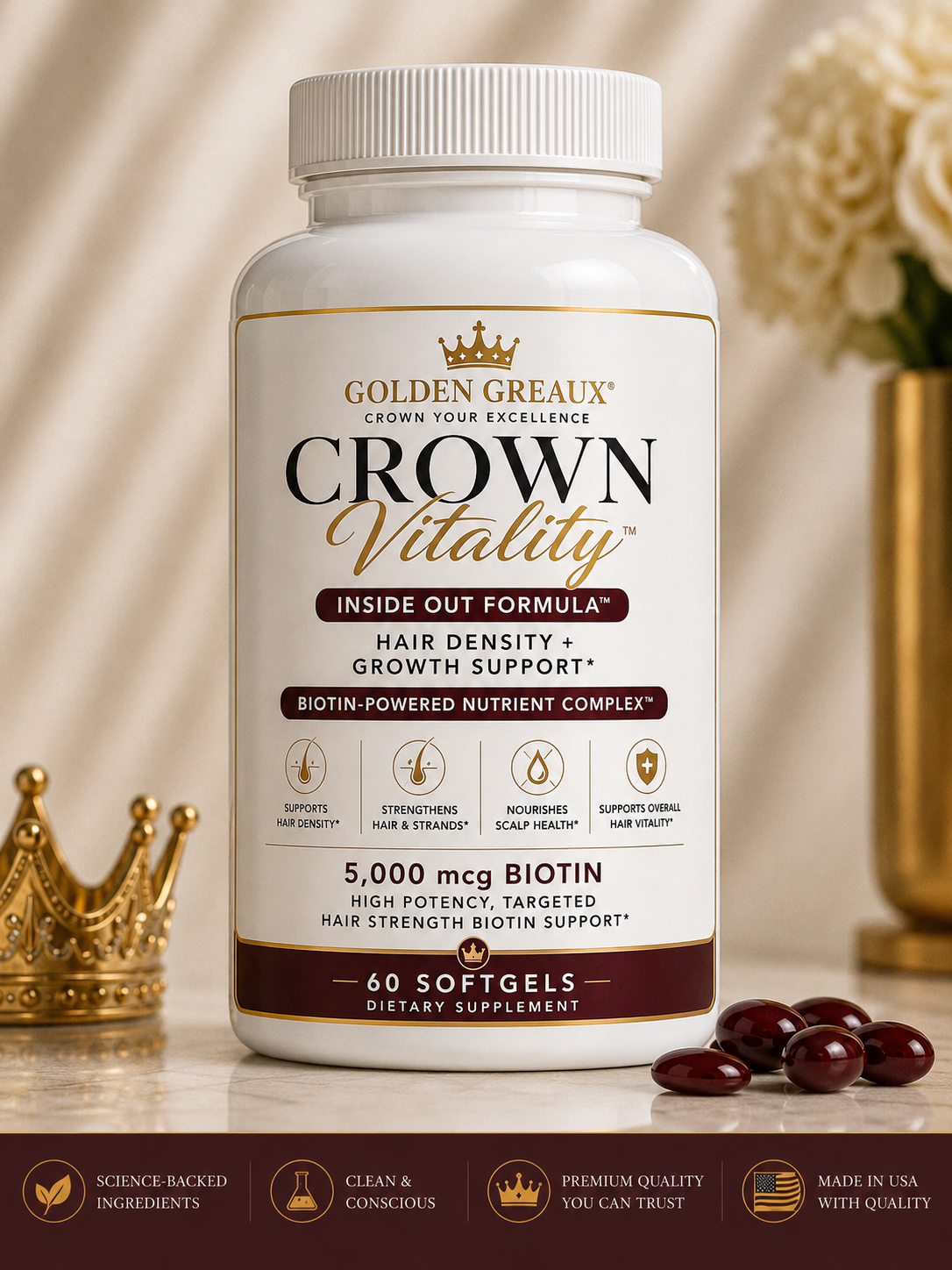 Crown Vitality™ INSIDE OUT FORMULA Hair Density + Growth Support